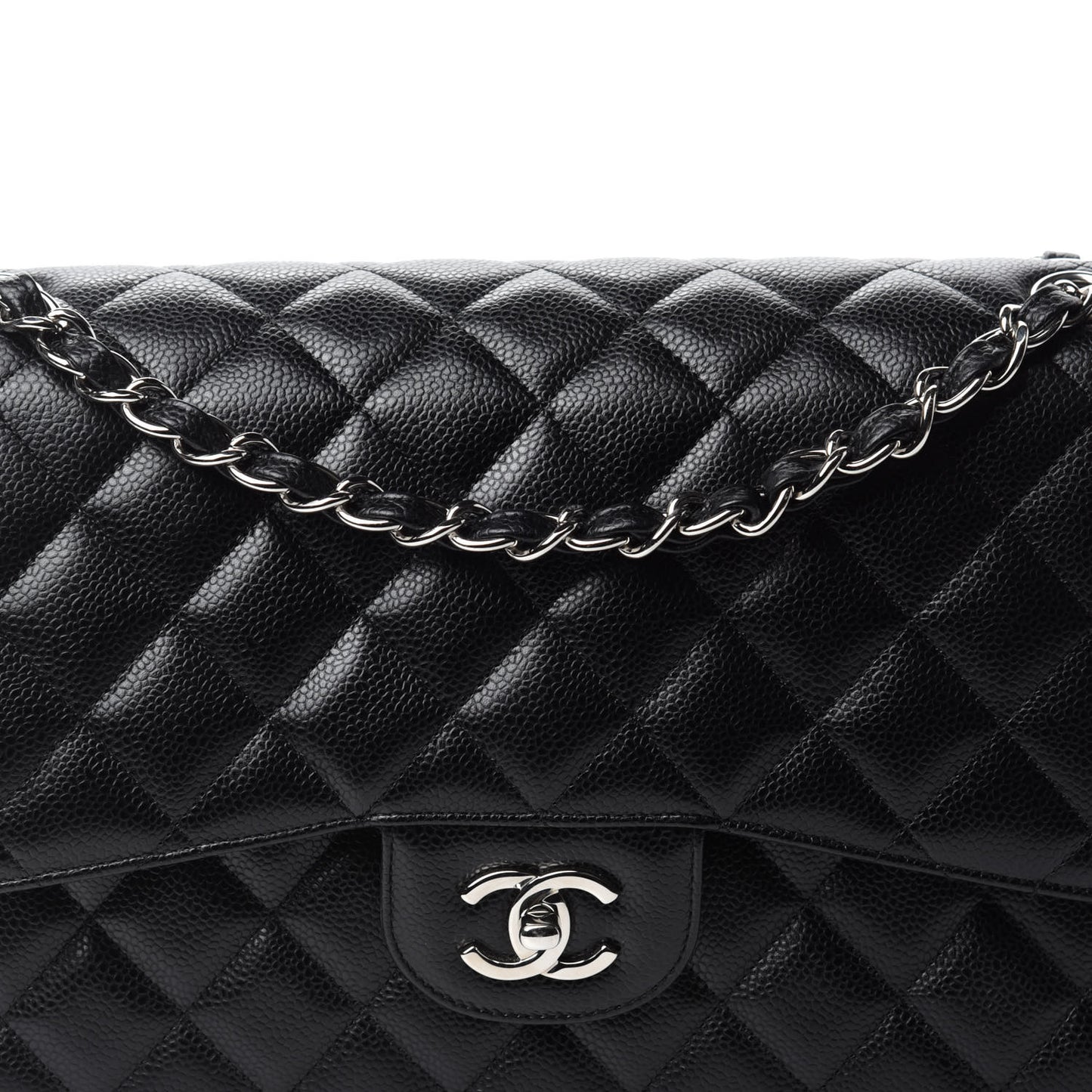 Caviar Quilted Jumbo Double Flap Black