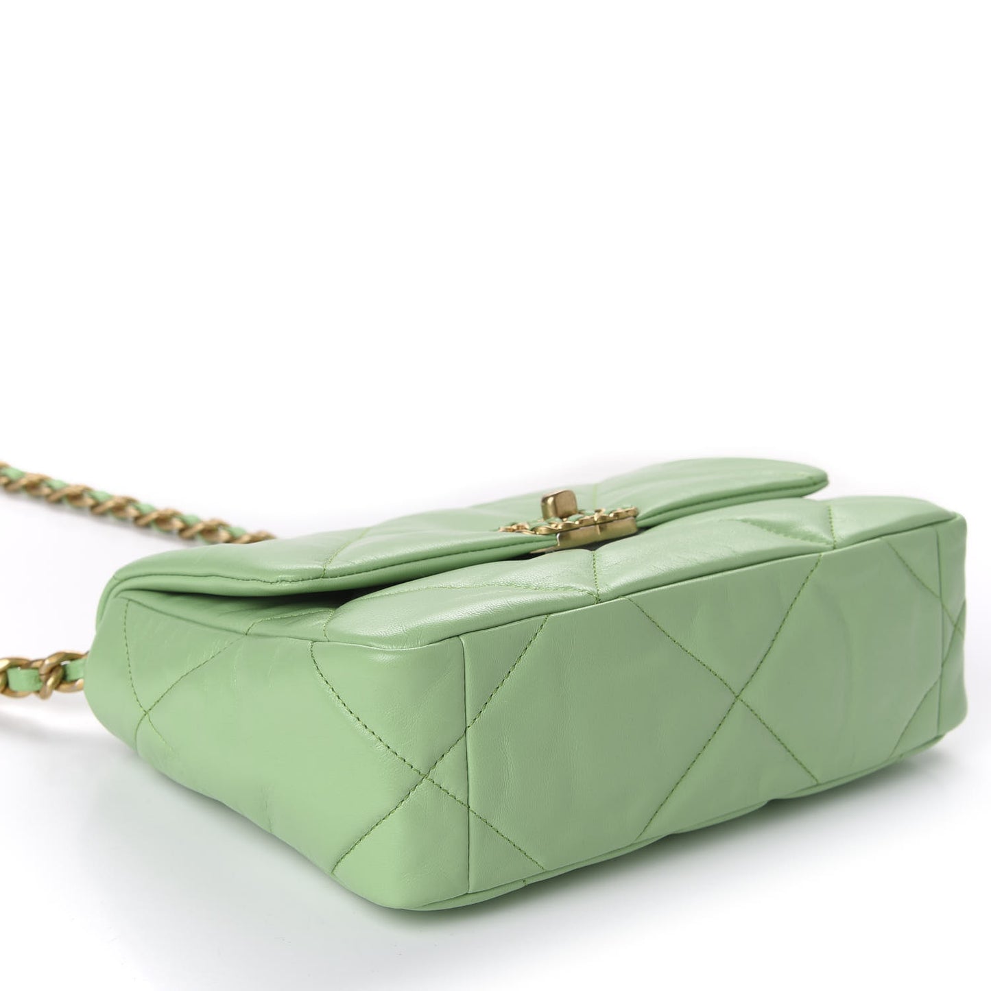 Goatskin Quilted Medium 19 Flap Light Green