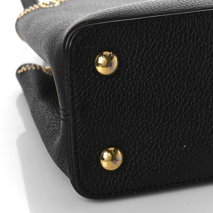 Louis Vuitton Taurillon Flower Capucines PM Black Blue 6 of 9