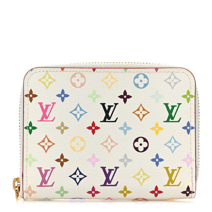 Louis Vuitton Monogram Multicolor Zippy Coin Purse Wallet White Litchi 1 of 11