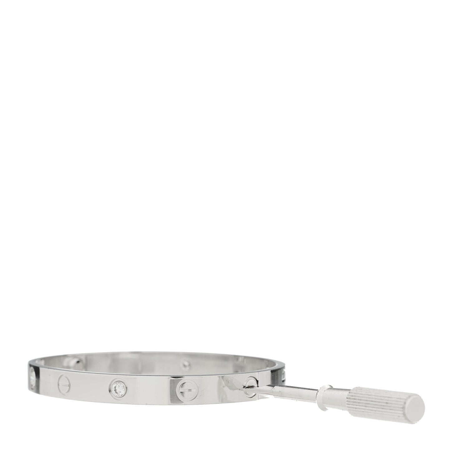 18K White Gold 4 Diamond LOVE Bracelet 17