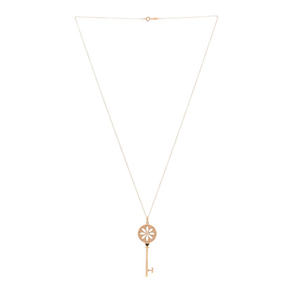 Tiffany 18K Rose Gold Diamond Large Daisy Key Pendant Necklace 2 of 5