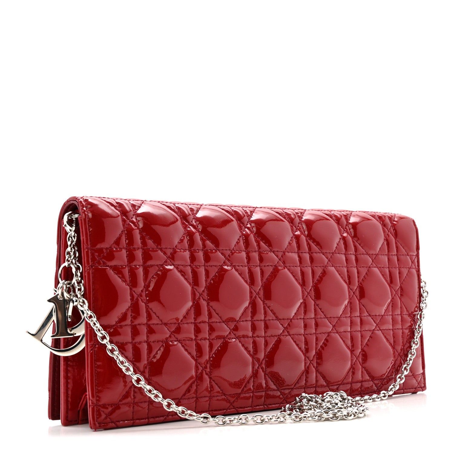 Christian Dior Patent Cannage Lady Dior Convertible Clutch Red 3 of 12