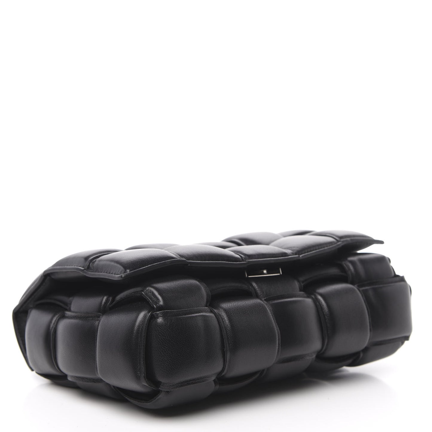 Lambskin Maxi Intreccio Padded Chain Cassette Crossbody Bag Black