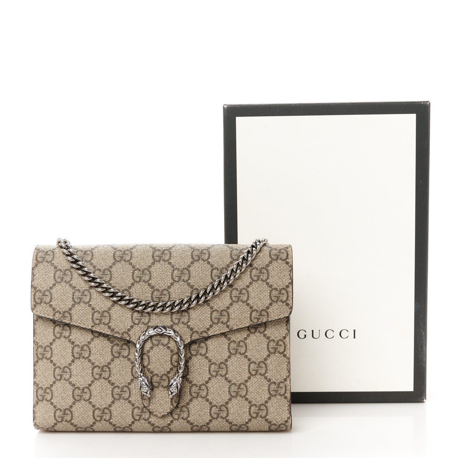 Gucci GG Supreme Monogram Mini Dionysus Chain Wallet Beige Taupe 11 of 11