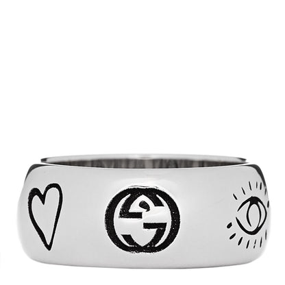 Gucci Sterling Silver Wide Blind for Love Band Ring 60 9 3 of 5