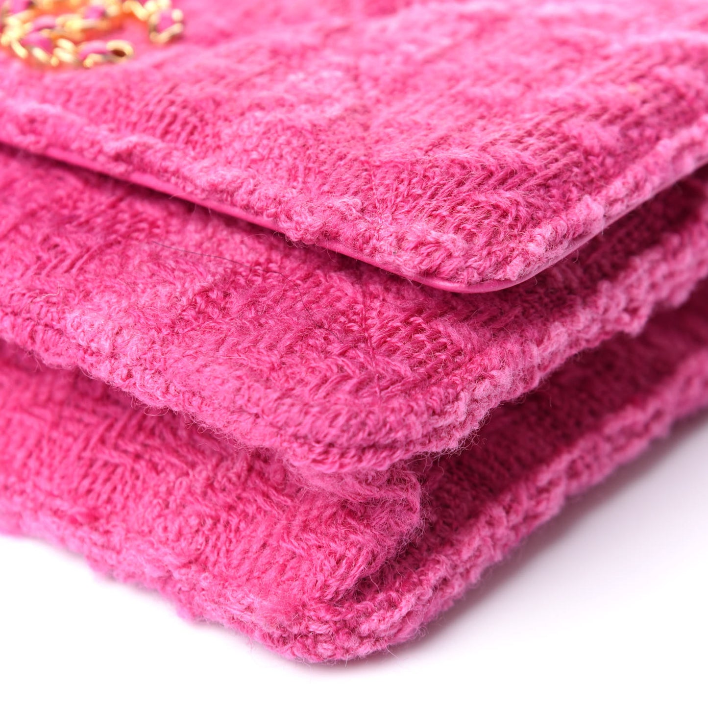 Wool Tweed Lambskin Quilted Chanel 19 Wallet On Chain WOC and Coin Purse Fuchsia