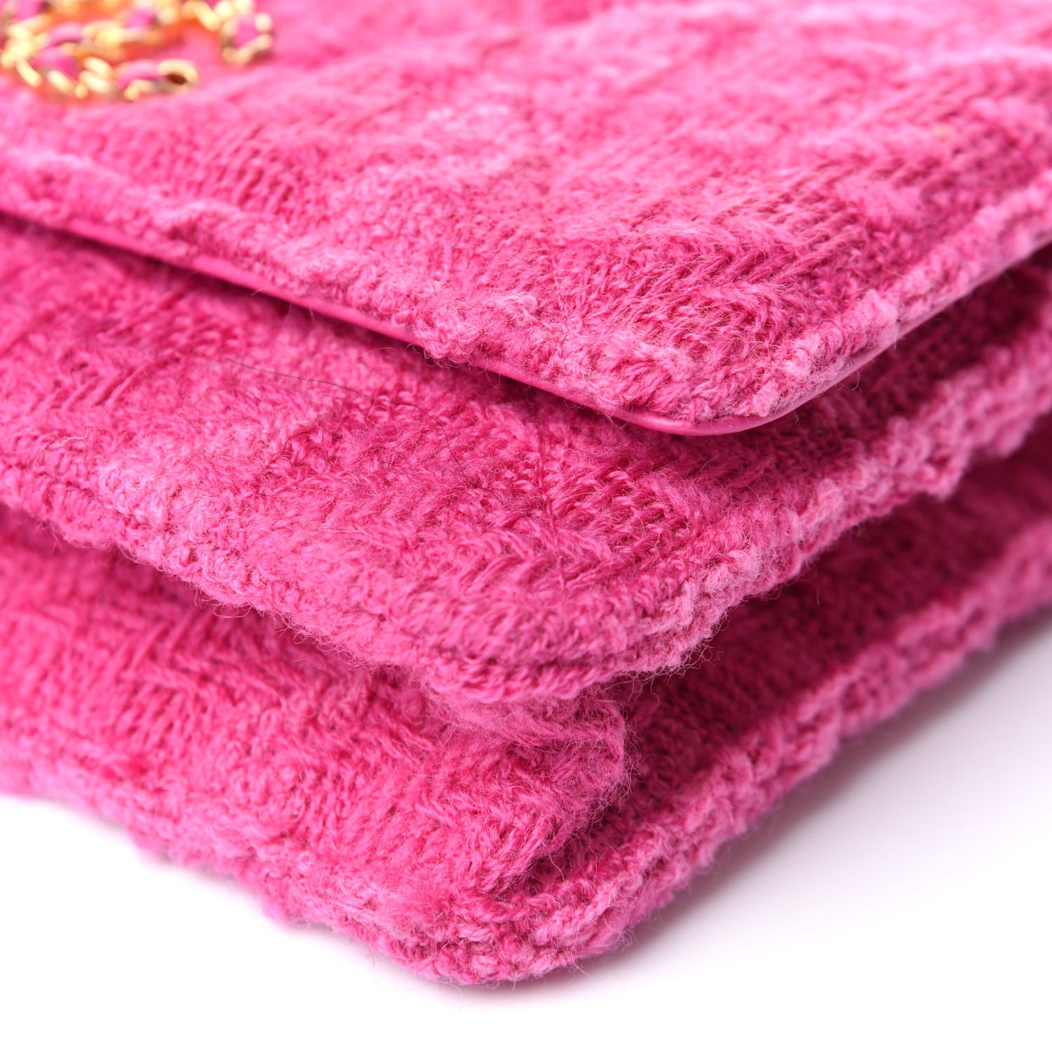 Chanel Wool Tweed Lambskin Quilted Chanel 19 Wallet On Chain WOC and Coin Purse Fuchsia 10 of 13