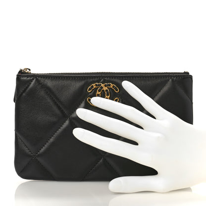 Chanel Lambskin Quilted Small Chanel 19 Pouch Black 2 of 9