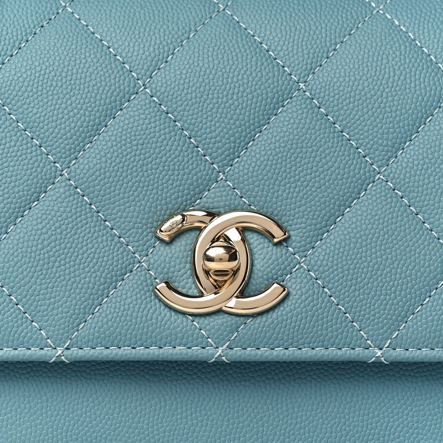 Caviar Quilted Small Business Affinity Flap Light Blue