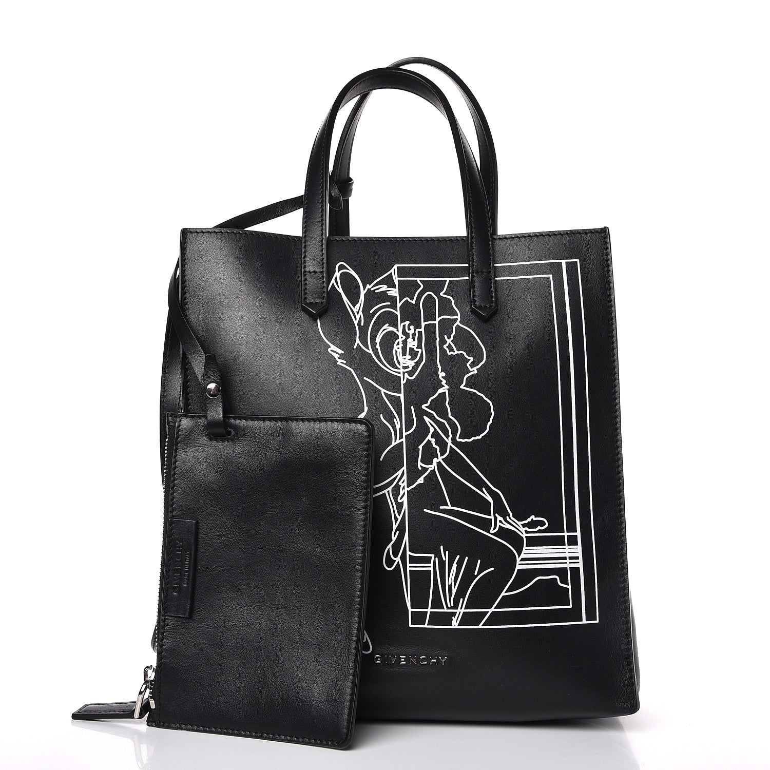 Givenchy Calfskin Bambi Print Small Stargate Shopper Tote Black 4 of 13