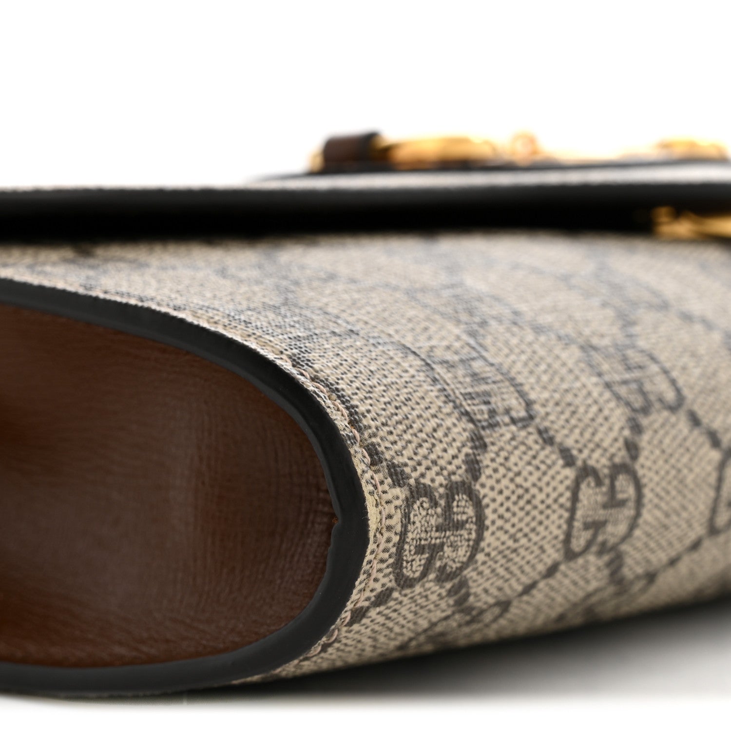 Gucci GG Supreme Monogram Azalea Calfskin Web Small Horsebit 1955 Crossbody Bag Beige Ebony Brown Sugar 9 of 10