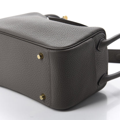 Hermes Taurillon Clemence Mini Lindy 20 Etain 7 of 10