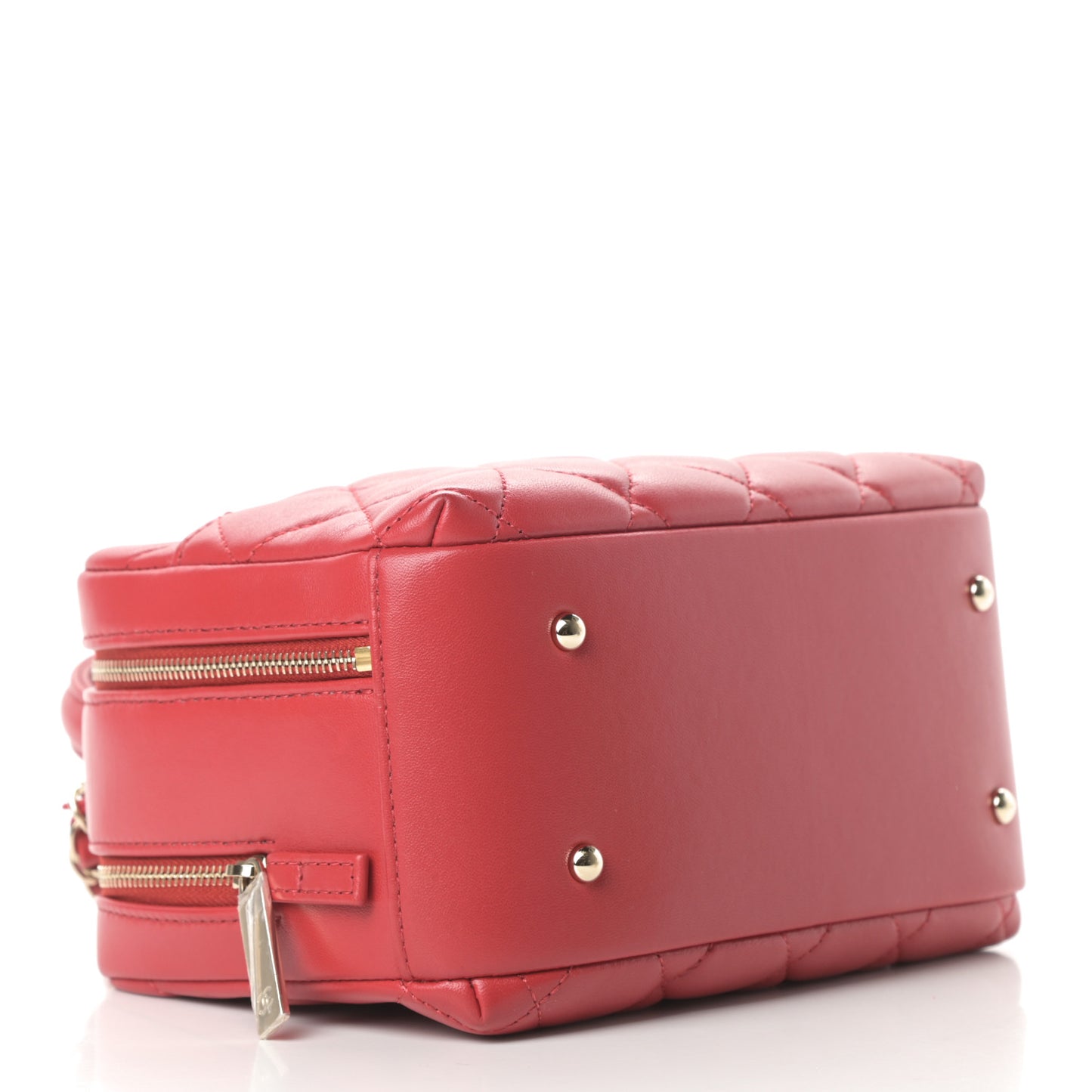 Lambskin Quilted Small Trendy CC Bowling Bag Red