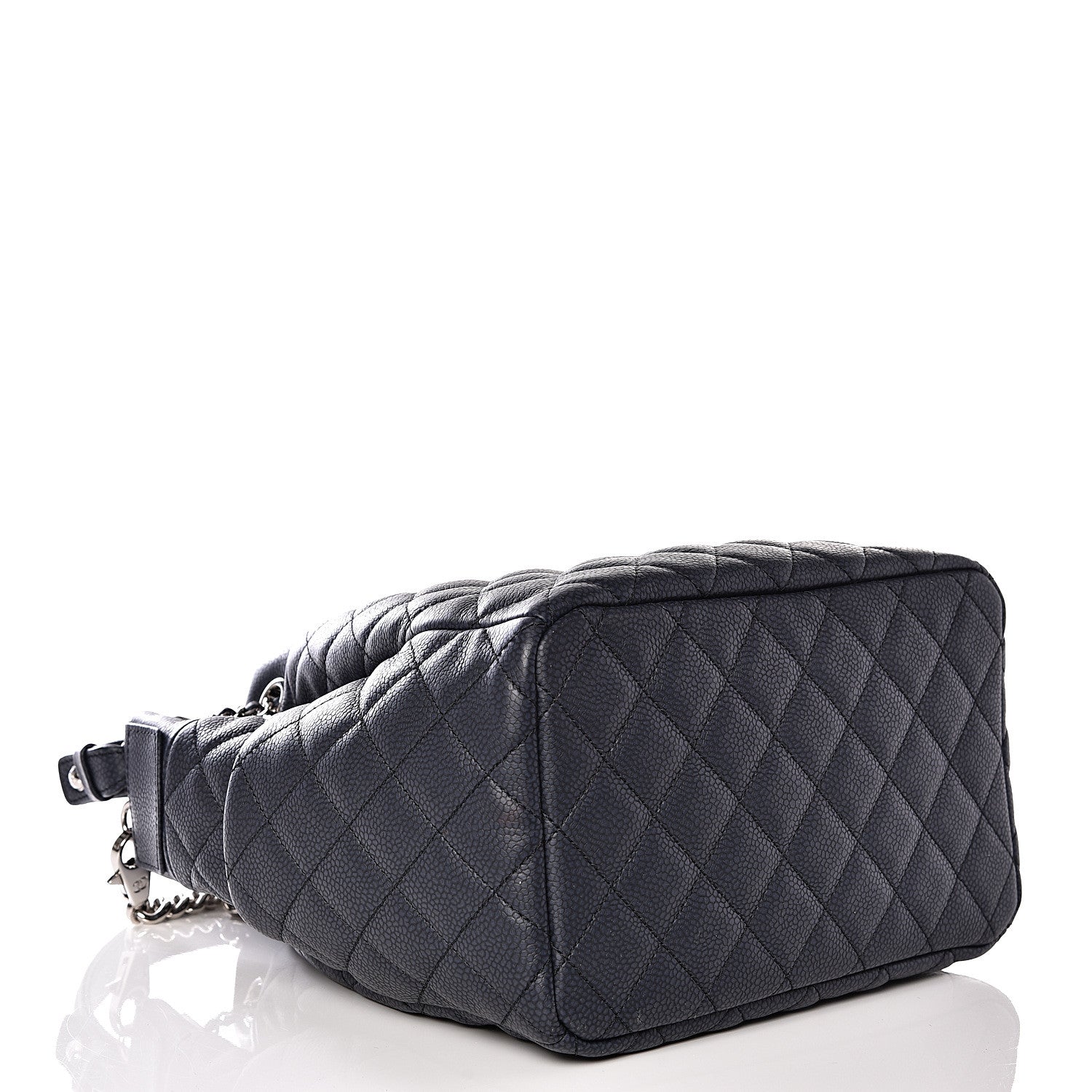 Chanel Grained Calfskin Quilted Medium CC Chain Bucket Drawstring Bag Blue 3 of 8