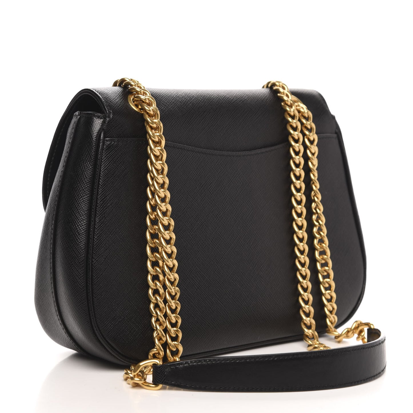 Saffiano Flap Shoulder Bag Black