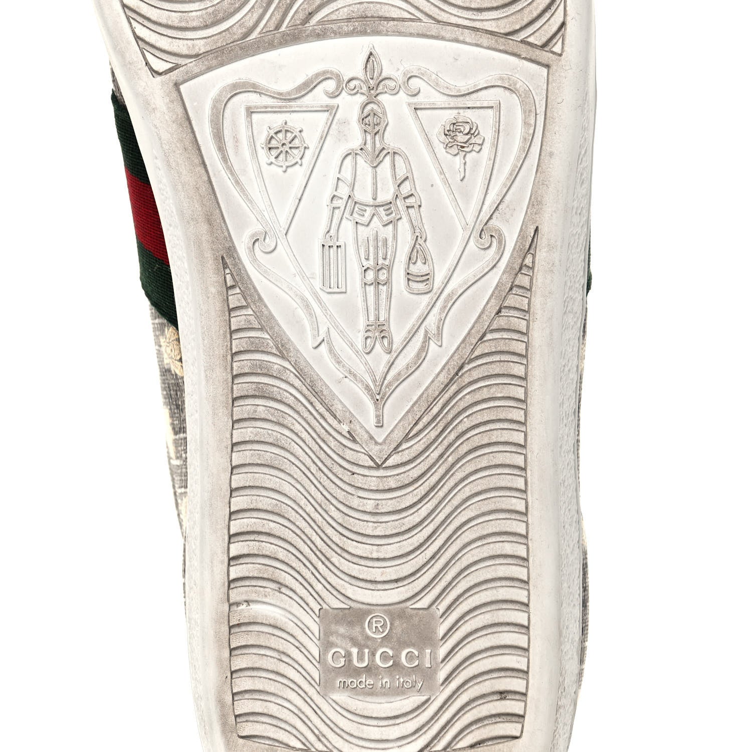 Gucci GG Supreme Monogram Bees Ayers Web Womens Ace Sneakers 39.5 Beige Oro Green Red 7 of 10