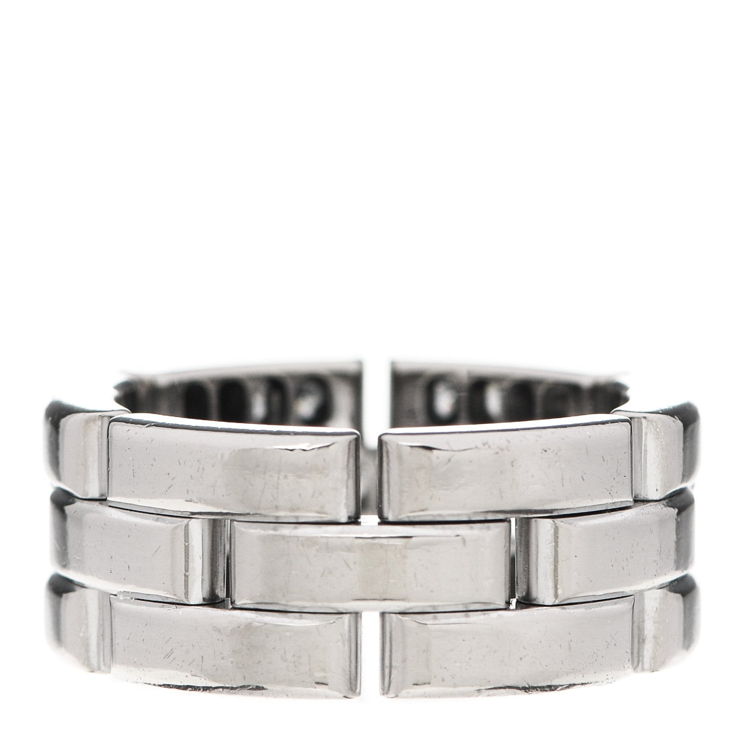 Cartier 18K White Gold Diamond Maillon Panthere 3 Half Rows Paved Ring 47 4 3 of 5