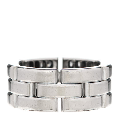 Cartier 18K White Gold Diamond Maillon Panthere 3 Half Rows Paved Ring 47 4 3 of 5
