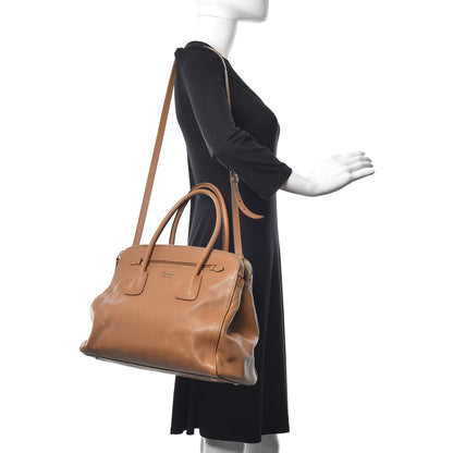 Prada Saffiano Cuir Top Handle Dome Tote Caramel 2 of 29