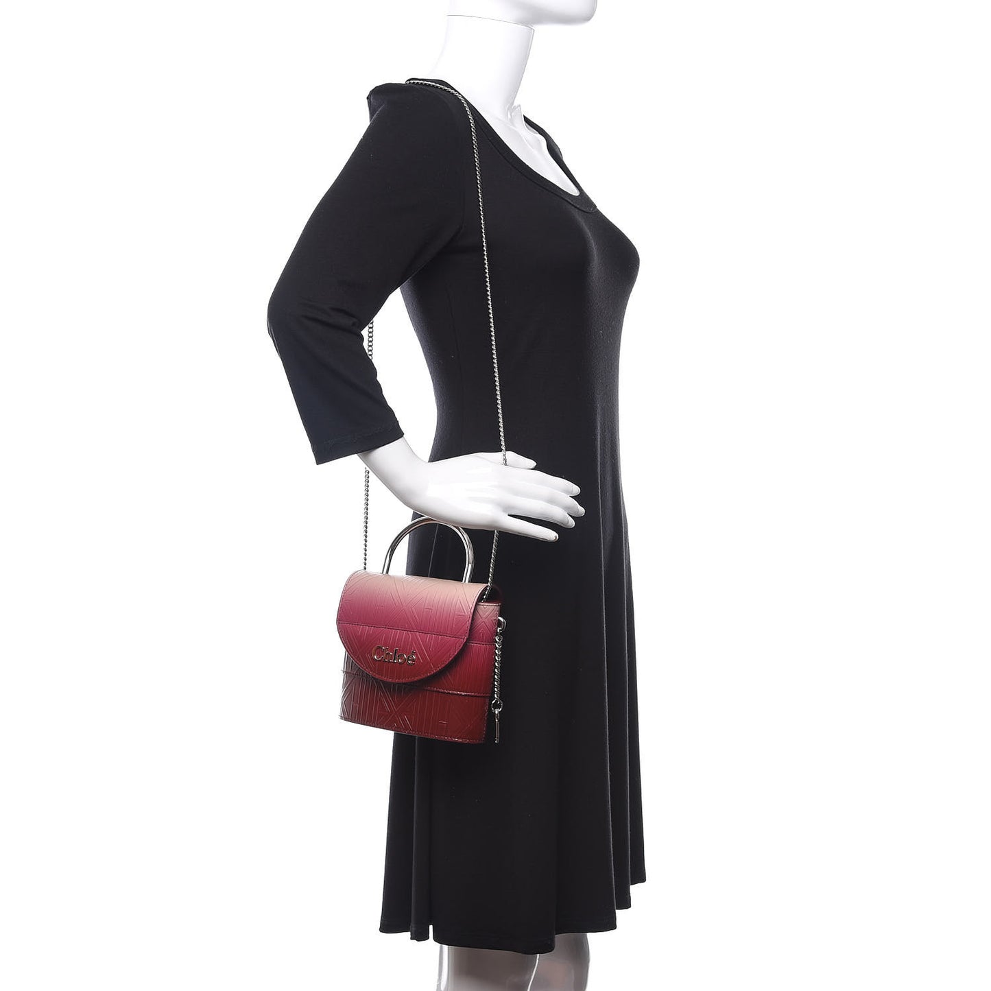 Calfskin Embossed Small Aby Lock Brown Purple