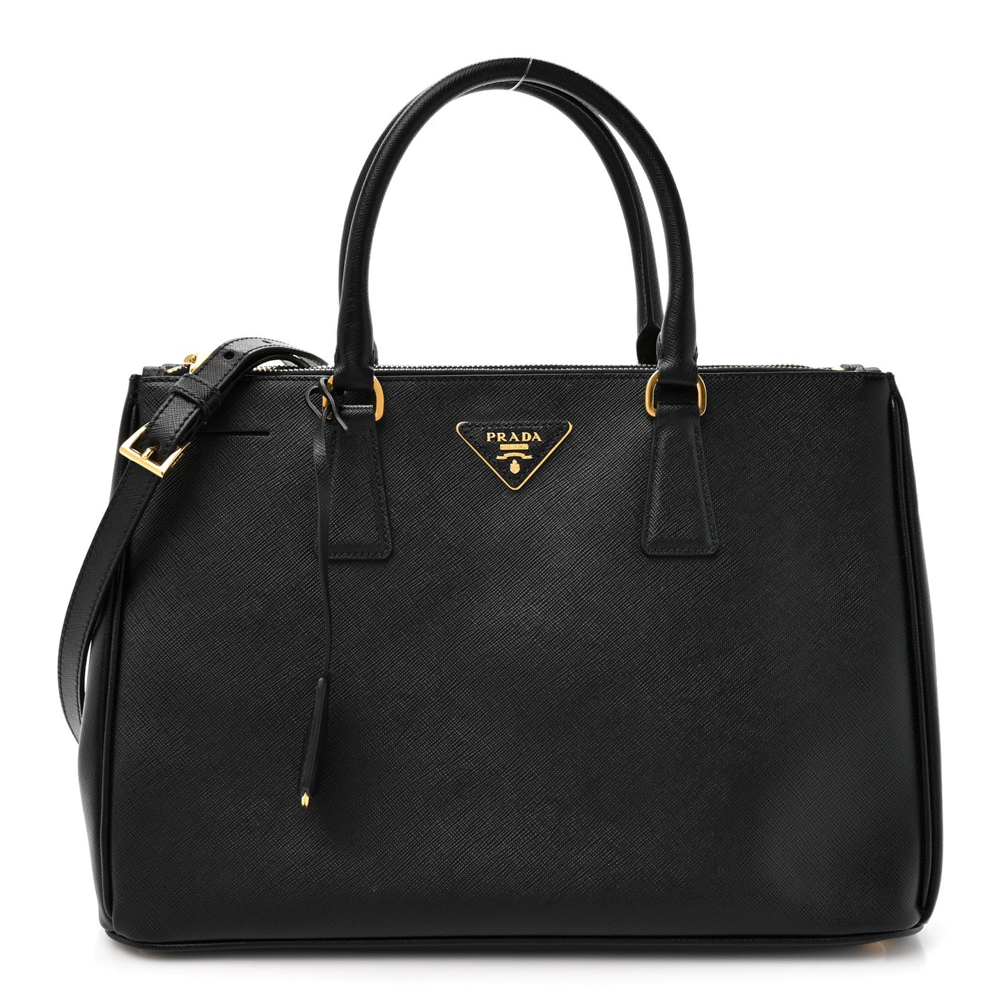 Saffiano Medium Galleria Double Zip Tote Black