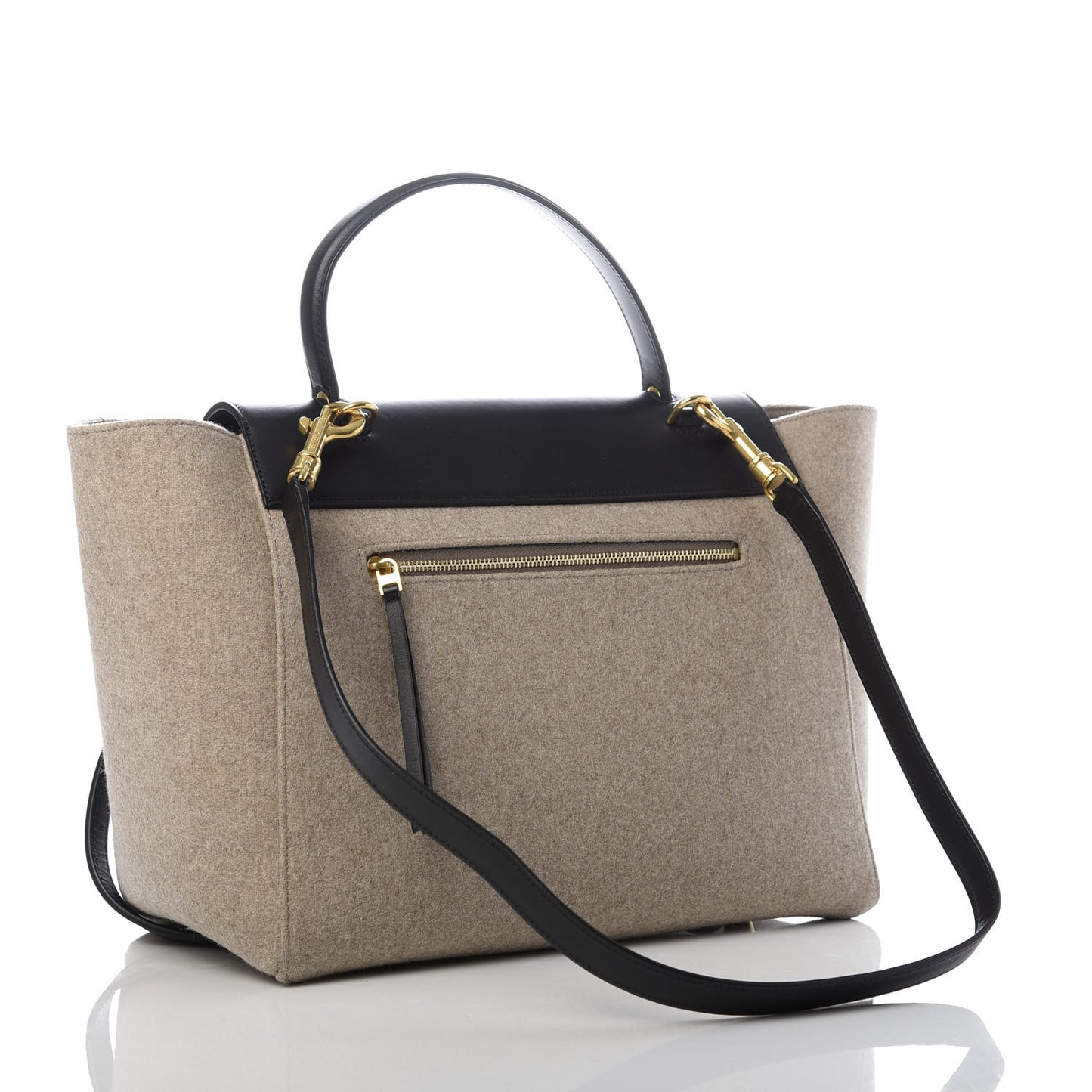 Felt Smooth Calfskin Mini Belt Bag Beige