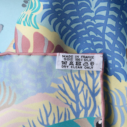 Hermes Silk Under The Waves Scarf 90 Aqua Rose Pale Turquoise 6 of 6