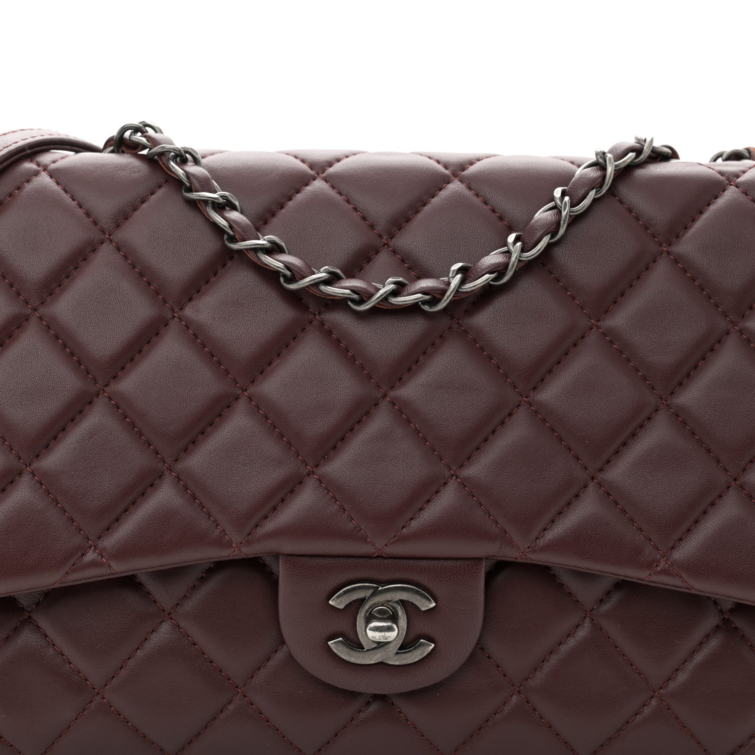 Chanel Lambskin Quilted Large Around Pockets Flap Burgundy 8 of 10