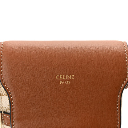 Celine Triomphe Canvas Lambskin Phone Pouch With Flap White Tan 6 of 10
