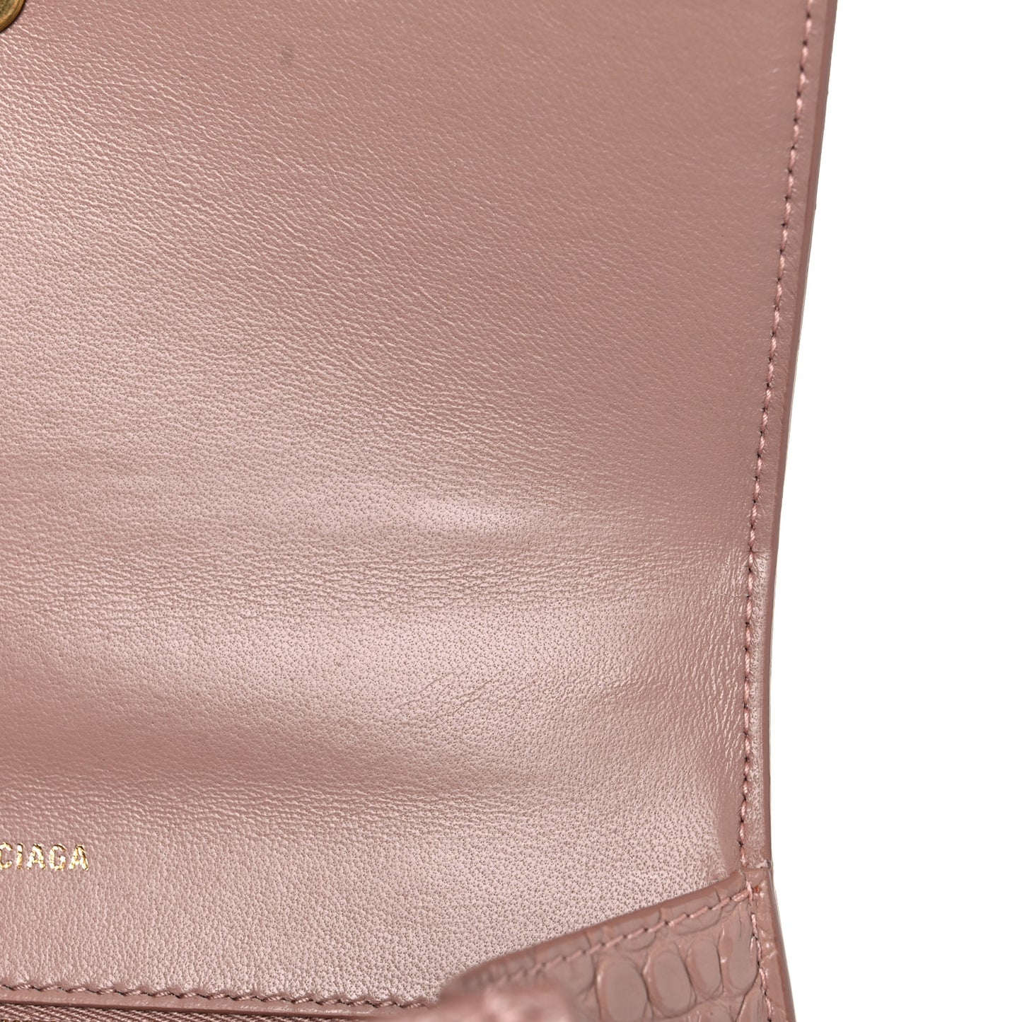 Shiny Calfskin Crocodile Embossed Small Hourglass Top Handle Bag Nude Beige