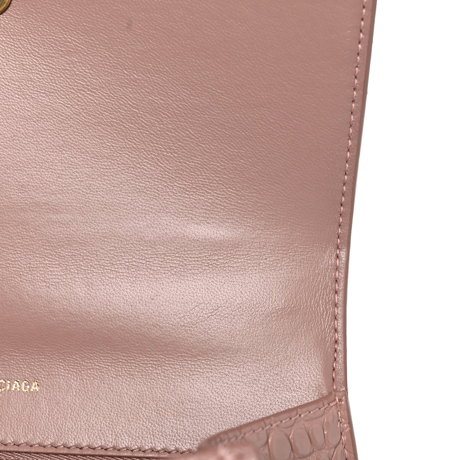 Balenciaga Shiny Calfskin Crocodile Embossed Small Hourglass Top Handle Bag Nude Beige 12 of 14