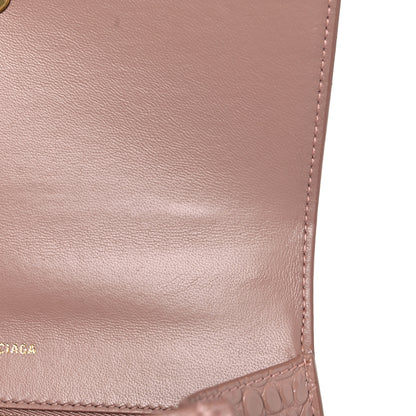 Balenciaga Shiny Calfskin Crocodile Embossed Small Hourglass Top Handle Bag Nude Beige 12 of 14