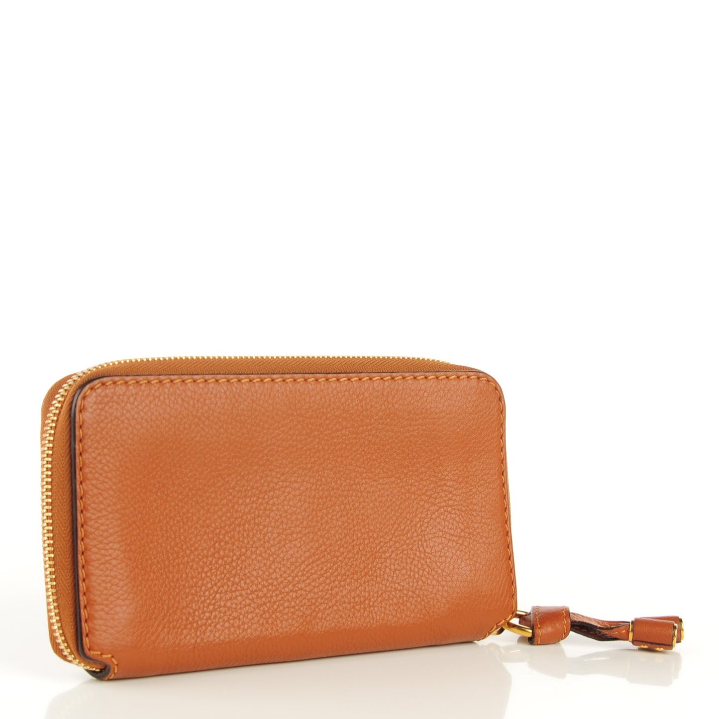Grained Calfskin Marcie Long Zip Around Wallet Tan