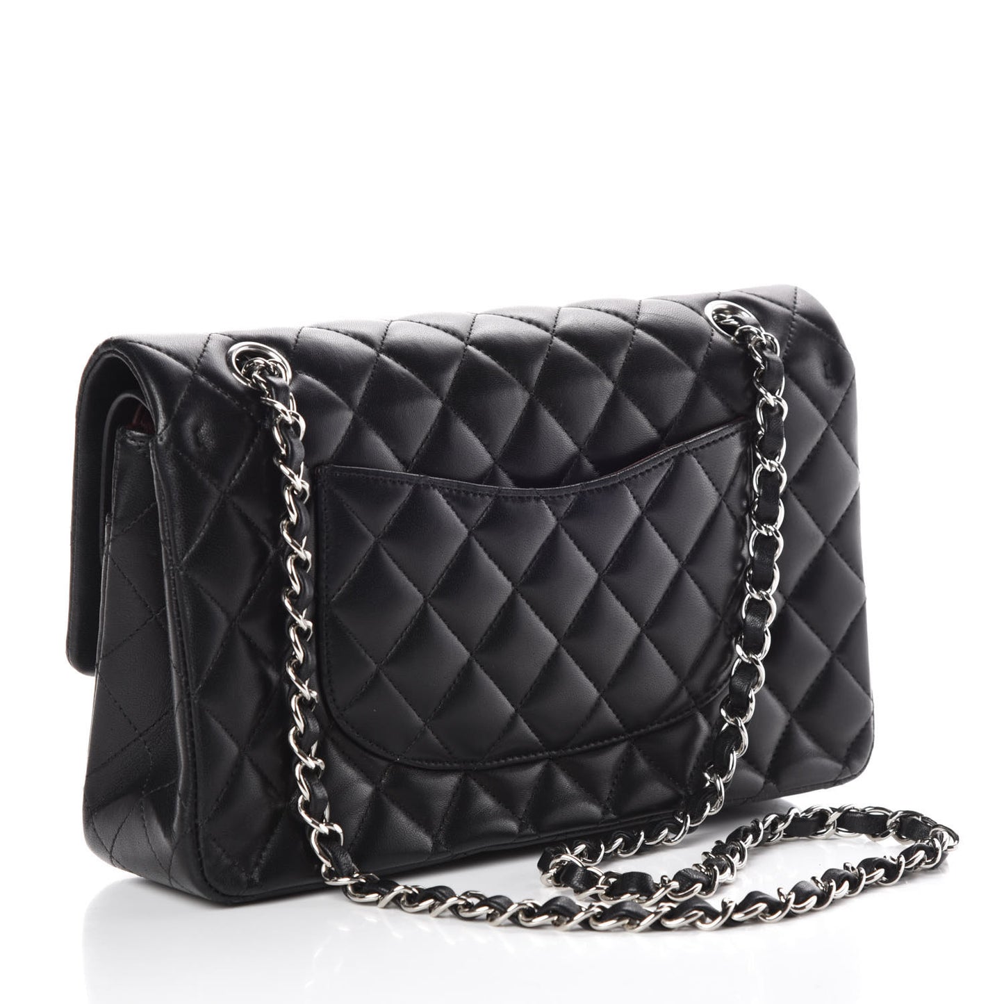 Lambskin Quilted Medium Double Flap Black