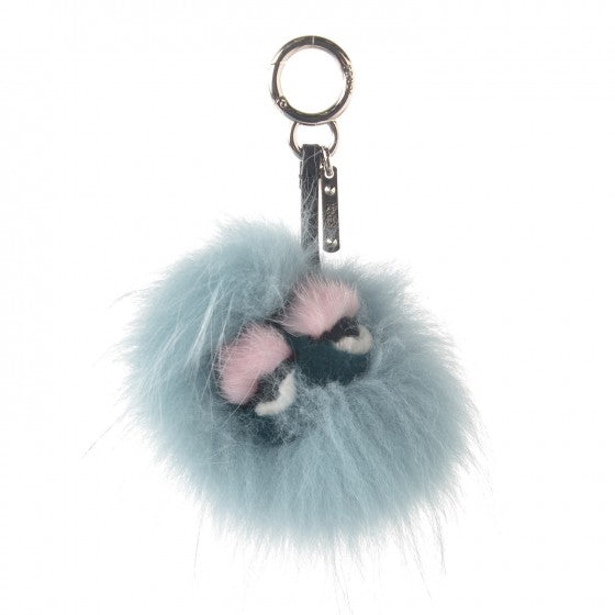 Fendi Fox Mink Rabbit Fur Vitello Flamingo Mini Monster Bag Bug Charm Lagoon Black Multicolor 1 of 4