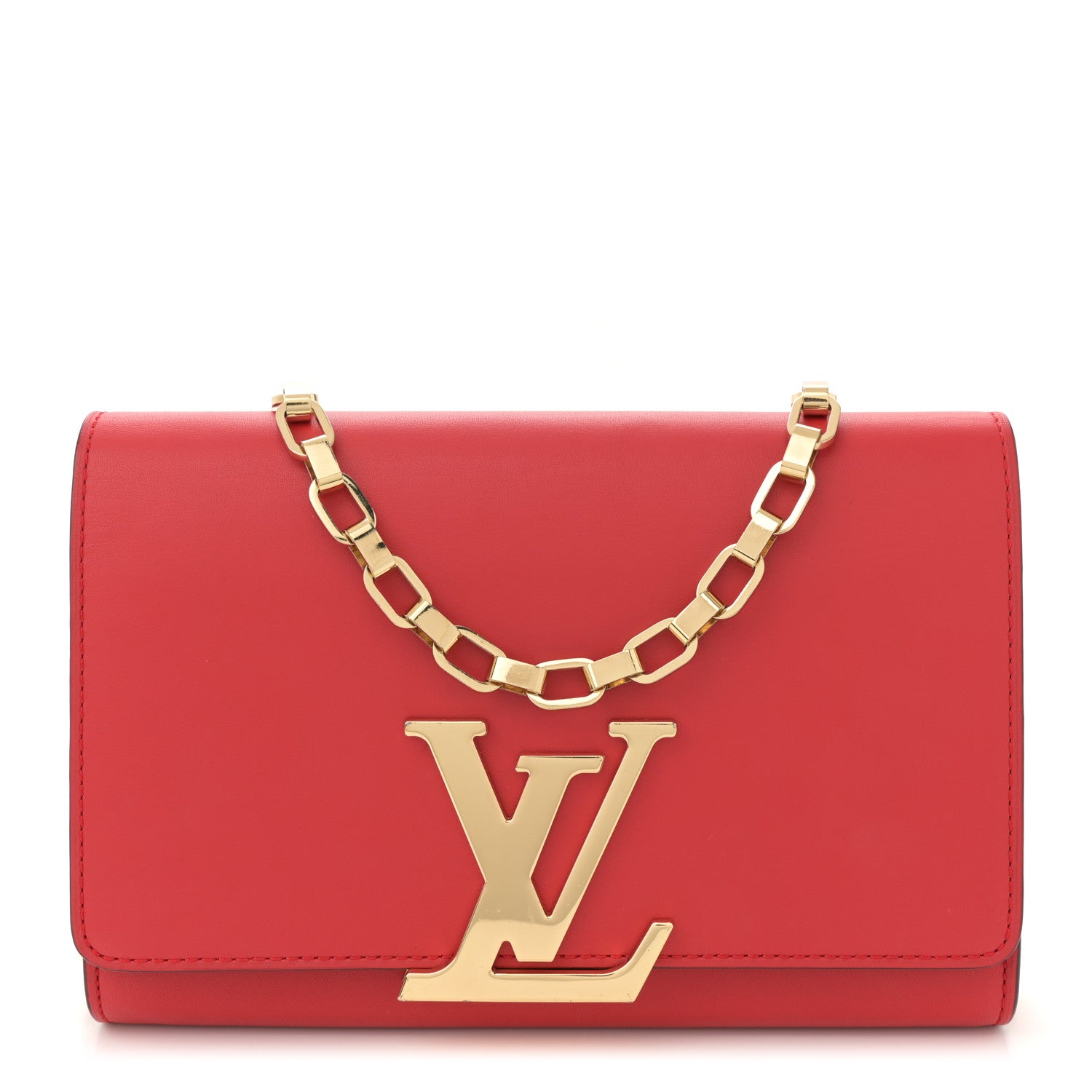 Louis Vuitton Calfskin Chain Louise MM Red 1 of 12