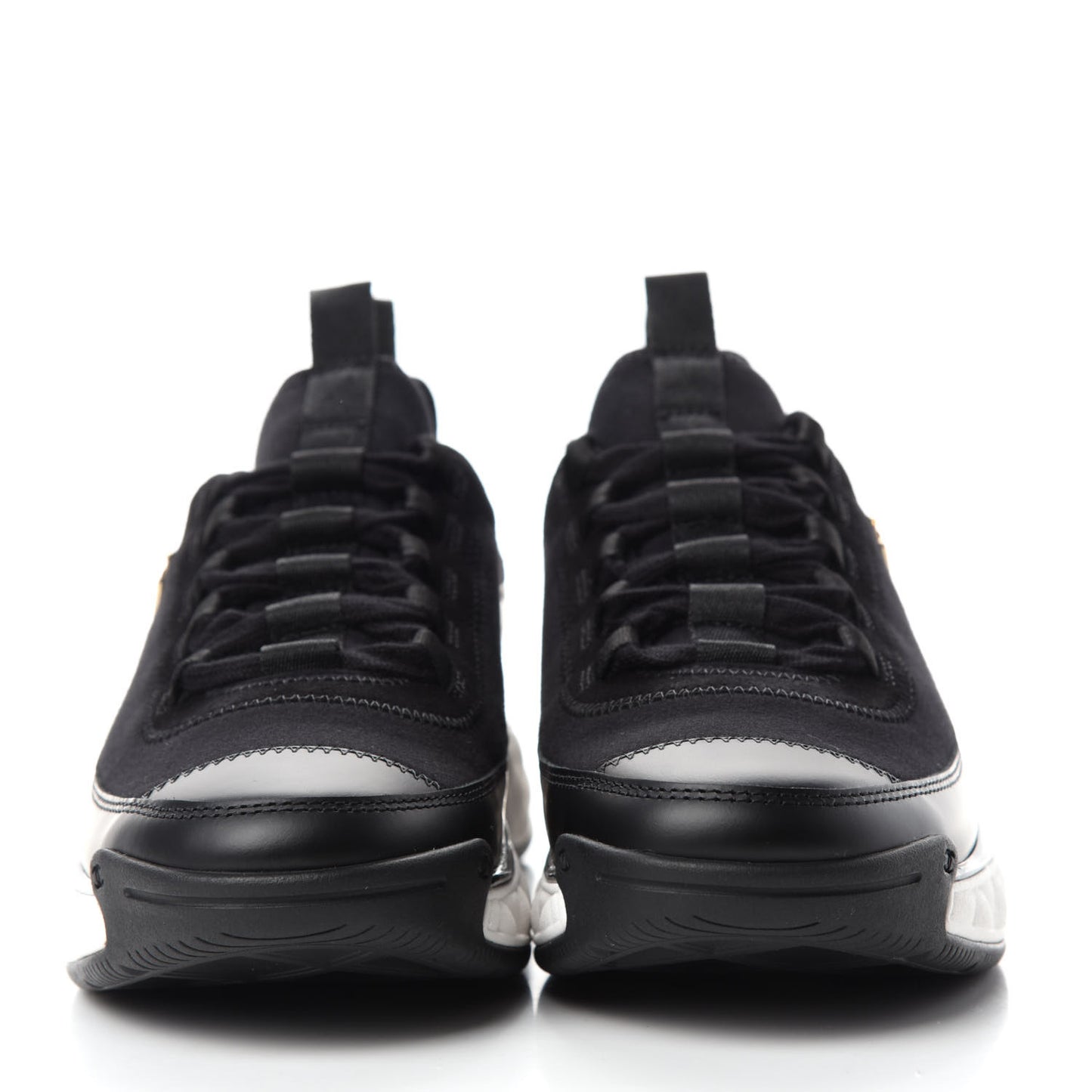 Velvet Calfskin Mixed Fibers CC Sneakers 36.5 Black