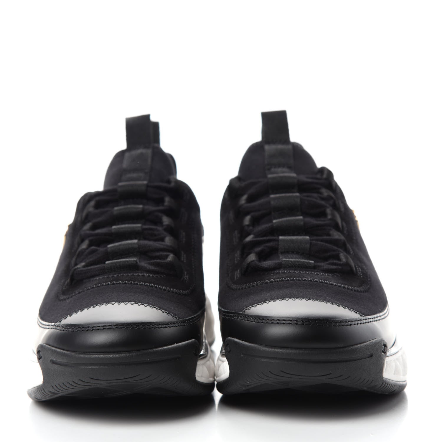 Chanel Velvet Calfskin Mixed Fibers CC Sneakers 36.5 Black 2 of 8