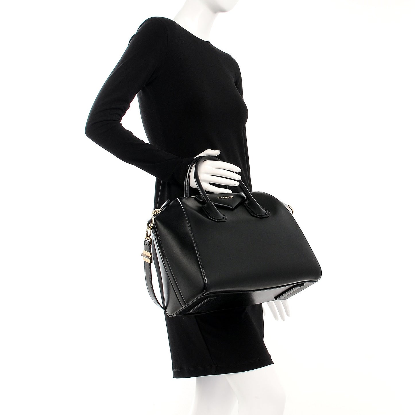 Shiny Lord Calfskin Medium Antigona Black