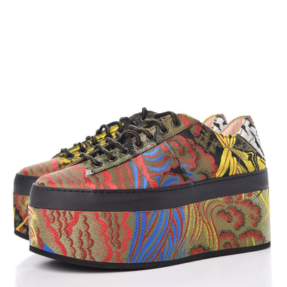 Gucci Jacquard Silk Tiger Peggy Platform Sneakers 36 Multicolor 3 of 8