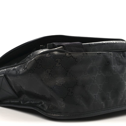 Gucci Imprime Monogram Medium Double Buckle Flap Messenger Bag Black 9 of 10