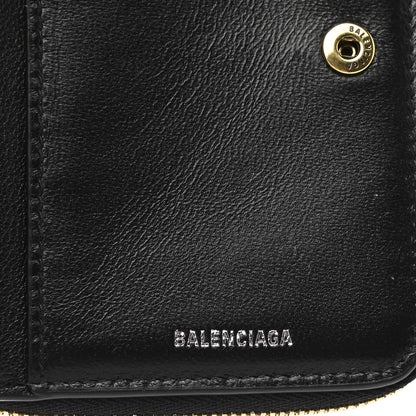 Balenciaga Calfskin Bi-Fold Zip Around Compact Wallet Black 7 of 8