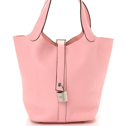 Hermes Taurillon Clemence Picotin Lock 18 PM Rose Sakura 8 of 11