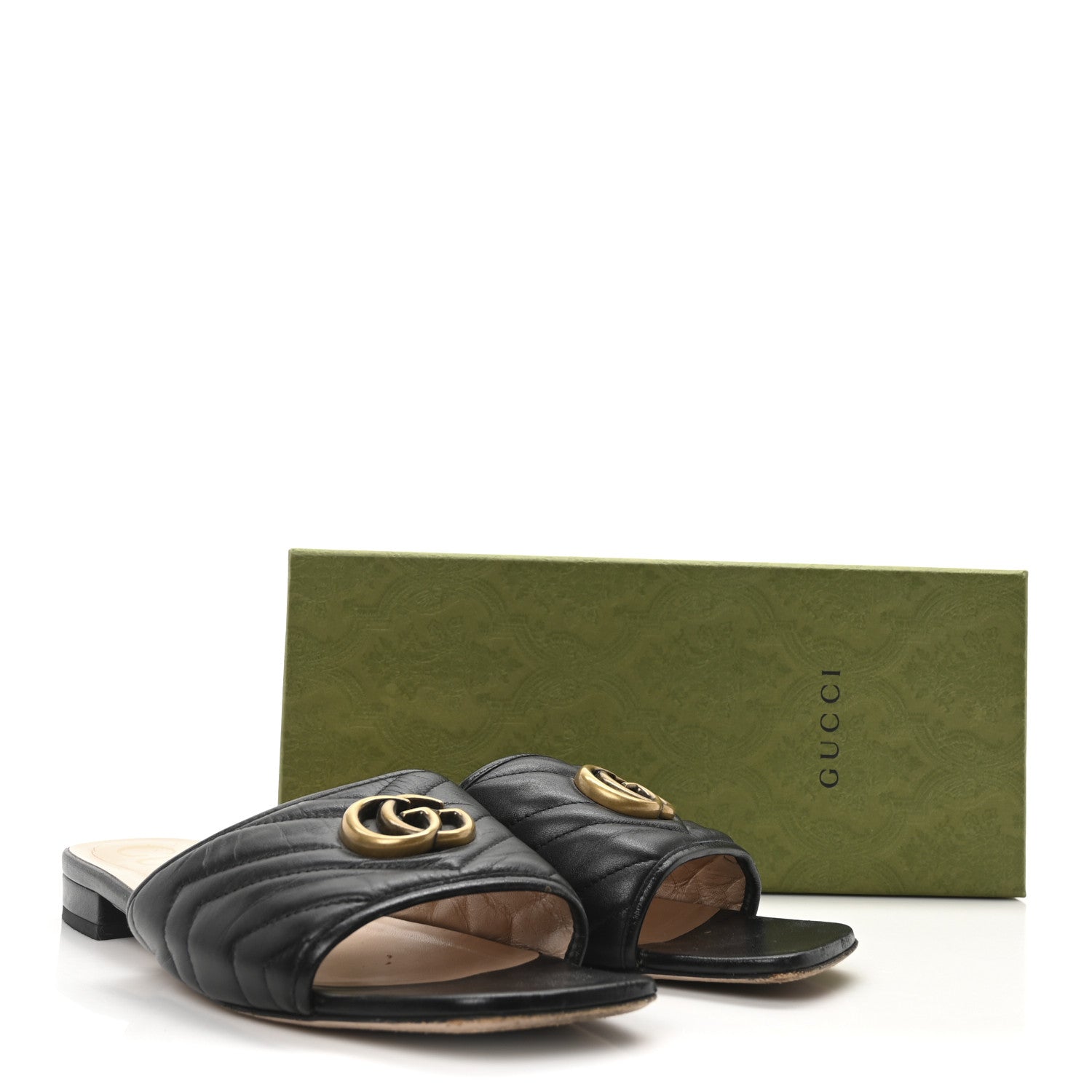 Gucci Nappa Matelasse GG Marmont Flat Slide Sandals 40 Black 9 of 9