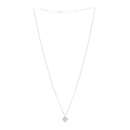Van Cleef & Arpels 18K White Gold Diamond Sweet Alhambra Pendant Necklace 3 of 4