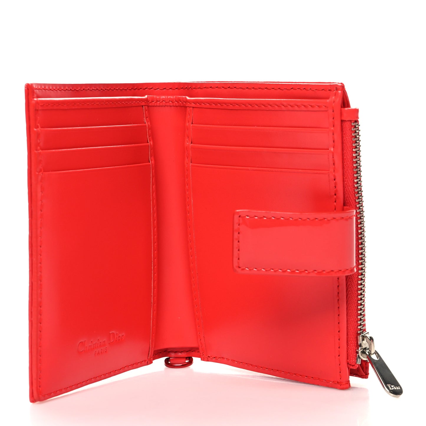 Patent Cannage Lady Dior Eden Wallet Red
