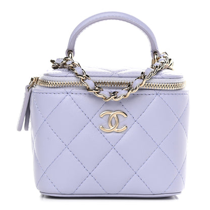 Chanel Lambskin Quilted Top Handle Mini Vanity Case With Chain Light Purple 1 of 9