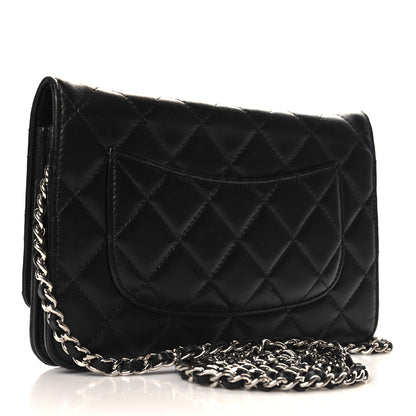 Chanel Lambskin Quilted Wallet On Chain WOC Black 3 of 12