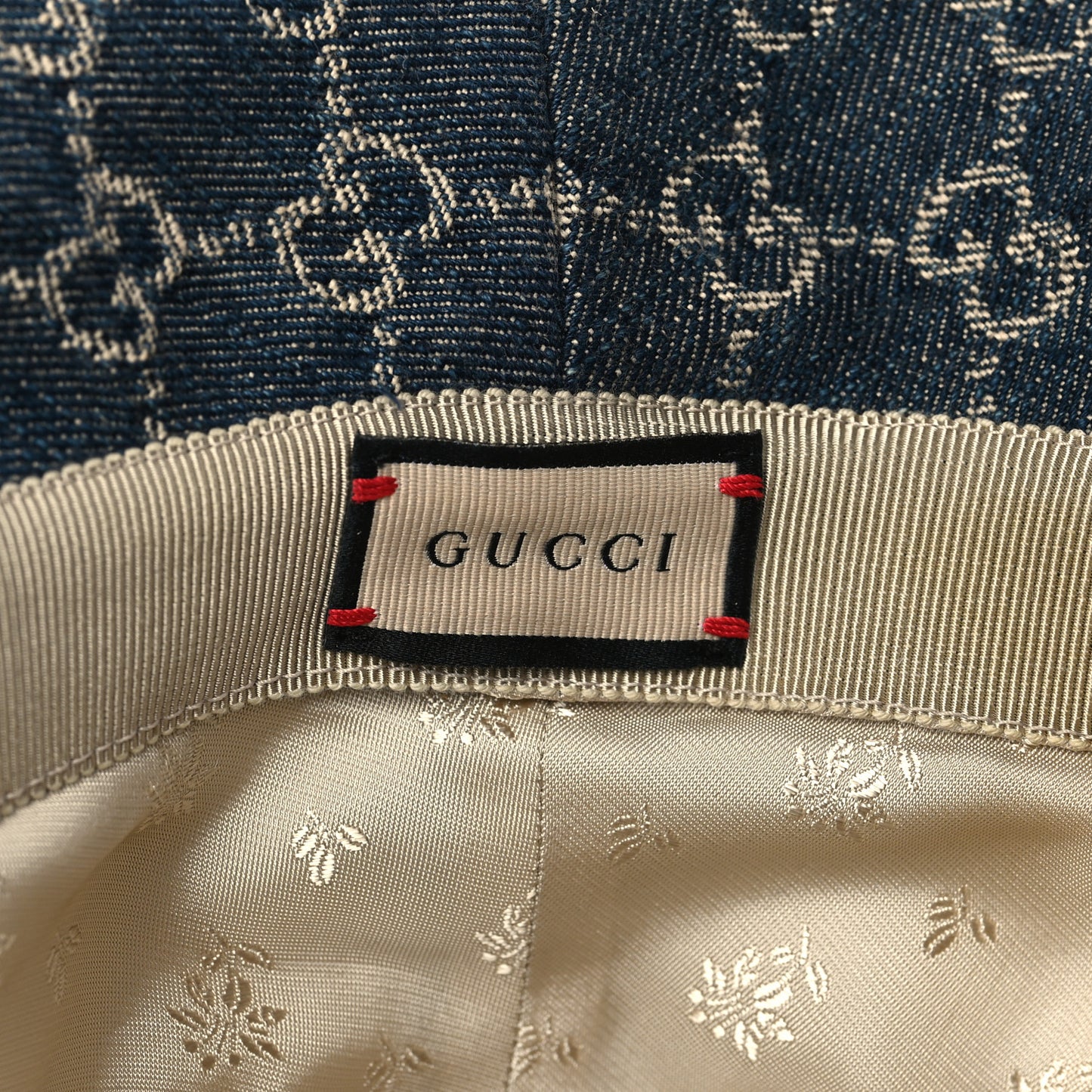 Washed Jacquard Denim Nappa GG Monogram Oscar Bucket Hat M Denim Cuir
